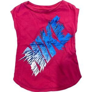 The Nike Tee Shirt Pink Starburst Blue Logo Size 2T